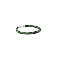 40 Cts, Natural Emerald Sterling Silver Bracelet 8 Inch, Brazilian Emerald Smooth Heishi Beads, Sterling Silver Jewelry, Adjustable Bracelet, Emerald Jewelry