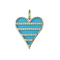 Beautiful Heart Turquiose Diamond 925 Sterling Silver Charm Pendant,Gift