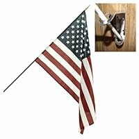 USA School Classroom 2X3FT Stick Flag SET Steel Wall Bracket (4FT STAFF)