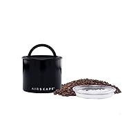 Planetary Design Airscape Stainless Steel Coffee Canister | Food Storage Container | Patented Airtight Lid | Push Out Excess Air Preserve Food Freshness (Small, Obsidian)