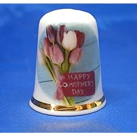 Porcelain China Collectable Thimble - Mothers Day with Dome Gift Box