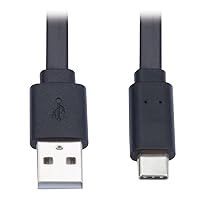 Tripp Lite USB-A to USB-C Cable, Flat Cable Design, USB 2.0, Thunderbolt 3 Compatible Sync and Charge, M/M 3 ft (U038-003-FL)