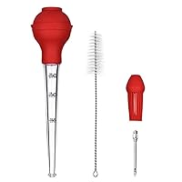 Turkey Baster Set of 4, Turkey Baster Kit Marinade Injector Silicone Bulb Meat Syringe with Cleaning Brush Kitchen Gadget Cooking Tools for Turkey Beef Steak BBQ