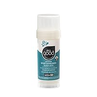 All Good Sports Mineral Sunscreen Butter Stick for Face, Nose, Ears - UVA/UVB Broad Spectrum SPF 50, Coral Reef Friendly, Water Resistant, Zinc Oxide, Coconut Oil, Beeswax, Vitamin E (2.75 oz)