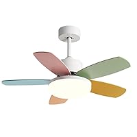 Nordic Macaron Quiet Ceiling Fan Light LED 5 Leaf Integrated Lighting Ceiling Fan Light Kit for Children's Room Dining Room Bedroom Ceiling Fan Bracket