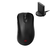 BenQ ZOWIE EC2-CW Wireless Ergonomic Gaming Mouse for Esports | Enhanced Receiver | 24-step Scroll Wheel | Driverless | Matte Black Coating | Medium Size