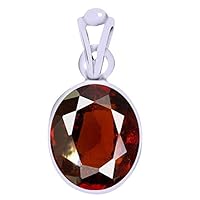 Ramneek Jewels Divya Shakti 9.25-9.50 Carats Hessonite Pendant/Locket (GOMED Stone Silver Pendant) 100% Original AAA Quality Gemstone