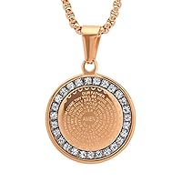 Steeltime Stainless Steel Lords Prayer Necklace with Simulated Diamonds