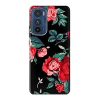 R3112 Rose Floral Pattern Black Case Cover for Motorola Edge 30