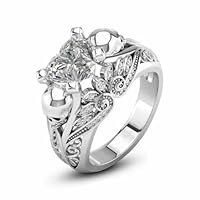 DESTINY JEWEL 3Ct Heart Cut Diamond Engagement Wedding Ring. 14K White Gold Over Ring.