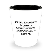 Sarcastic Groundskeeper, Skilled Enough to Become a Groundskeeper. Crazy Enough to Love It, Gag Holiday Shot Glass For Friends