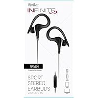 Vivitar V12586 Sport Earbuds with Mic, Black