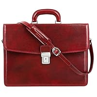 Time Resistance Leather Briefcase - Full Grain Leather Attache - Genuine Leather Laptop Bag - Briefcase for Men and Women