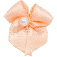 Ribbon Bows With Pearl Light Peach - each