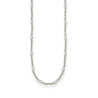 18k Two tone Gold Diamond Stations Necklace 24 Inch Measures 2.7mm Wide Jewelry for Women