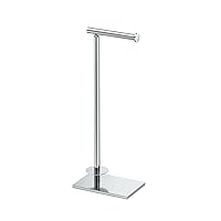 Gatco 1443C Modern Square Base Toilet Paper Holder Stand with Storage, Chrome, 21.13