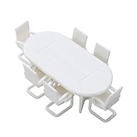 ERINGOGO Meeting Chair Toys Kit 7pcs Mini Model Special Decor Toys Decoration Conference Table Chairs Mini Toy Meeting Scene DIY Accessories Modle Toy Models Sand Table White Mini Table