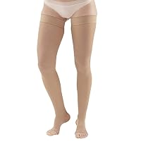 Ames Walker AW Style 265 Microfiber Opaque 20-30 mmHg Firm Compression Open Toe Thigh High Stockings w/Dot Band Natural XXLarge