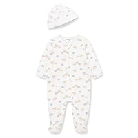 Unisex Baby 100% Cotton Scratch Free Tag 2-piece SleeperFootie and Cap Set
