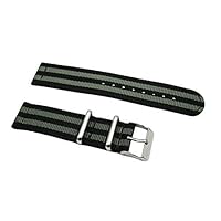 2 Pieces 24mm Grey Strip Black & Grey Nylon Watch Strap NT138