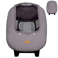 liuliuby Baby Car Seat Weather Shield - Warm Quilted Winter Cover with Clear Window for Infant Carseat - Keeps Babies & Newborn Protected in Cold - Car Seat Cover for Boys & Girls (Gray)