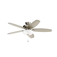 52 Inch Renew Select LED Ceiling Fan in Brushed Stainless Steel, for Kitchen, Living Room, Bedroom, Home Office and Den, 52
