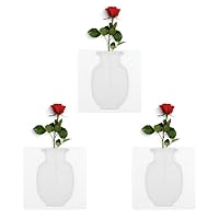 Magic Silicone Vase, Removable Flower Reusable Wall-Mounted Sticky Self-Adhesive Bouquet Plant Storage Decor for Wall, Glass, Window, Fridge, Bathroom(3pcs White)