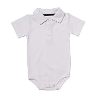 Teach Leanbh Baby Boys Pure Color Cotton Short Long Sleeve Polo Bodysuit 3-24 Months (White, 3 Months)