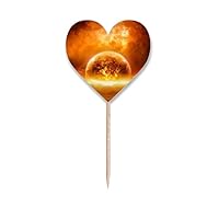 en red planet like flame burning pattern Toothpick Flags Heart Lable Cupcake Picks