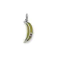 925 Sterling Silver Solid Oxidized Open back Textured back Enameled Yellow Banana Charm Pendant Necklace Measures 19x5mm Wide Jewelry for Women