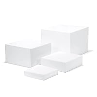 White Acrylic Cube Cupcake Dessert Display Stands, 5 Sides Nesting Risers Acrylic Boxes, Square Acrylic Table Decorate Storage Cases for Parties, Weddings, Brunch, Outdoor, Events Display