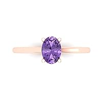 Clara Pucci 1.05 ct Oval Cut Solitaire Genuine Simulated Alexandrite 4-Prong Stunning Classic Statement Ring 14k Rose Gold for Women