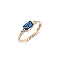 14k Solid Gold Sapphire Ring - 14k Real Gold Rings for Women - 14k Gold Sapphire Engagement Ring - 14k Gold Fine Jewelry for Women