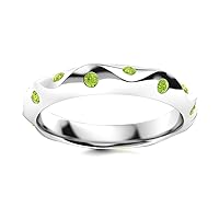 Peridot Round 2.00mm Promise Band Ring | Sterling Silver 925 With Rhodium Plated | Beautiful Evergreen Promise Band Design Ring