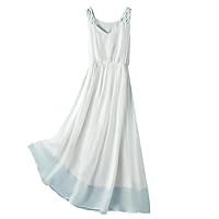 Silk Dress Summer Women Office Lady Sleeveless Beach Elegant Long Dresses for