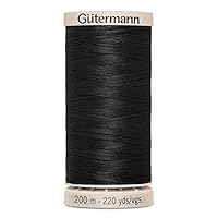 Hand Quilting Waxed Sewing Thread 200m Black 5201 - Each