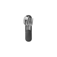 W&P Porter Stainless Steel Utensils with Silicone Carrying Case | Charcoal | Spoon, Fork & Knife for Meals on the Go | Portable and Compact Set