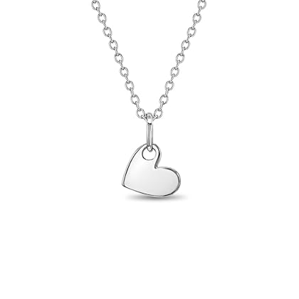 925 Sterling Silver Polished Heart Charm Pendant Necklace for Little Girls & Teens 16