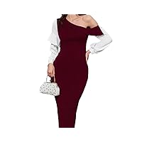 Burgundy Off The Should Dress with White Sleeves