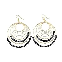Indian Traditional with Bollywood Style Touch Designer Dangle and Drop Black Beads Earrings for Girls By Indian Collectible
