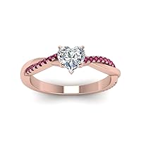 Choose Your gemstone 18k Rose Rold Plated Infinity Twist Ring Crystal Heart Shape Side Stone Wedding Valentine Wear Promise Ring with Pave Setting for girls and women Size US 4 TO 12