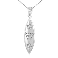 STERLING SILVER SHAKA HAWAIIAN HAND SIGN PENDANT NECKLACE - Pendant/Necklace Option: Pendant With 16