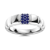 2.10Ctw Round Cut Sapphire Simulated Diamond Men's Ring 14K White Gold Plated