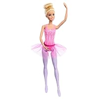 Barbie Ballerina Doll Blonde Fashion Doll in Purple Extendable Tutu with Ballet Arms and Ballerina Pointed Shoes HRG34