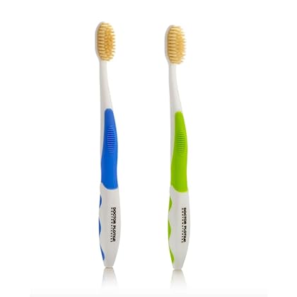MOUTHWATCHERS Dr Plotkas Extra Soft Flossing Toothbrush Manual Soft Toothbrush for Adults, Ultra CleanToothbrush, Good for Sensitive Teeth and Gums, 2 Pack - Colors Vary