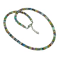 Natural Round Ethiopian Opal Beads Necklace, 4to5MM Opal Beads, 16inch Strand For men/Women, Jewelry