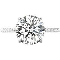 Moissanite Star 5 Carat Round Moissanite Engagement Ring & Hidden Halo Engagement Ring, Handcrafted Engagement Rings