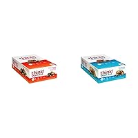 think! Protein Bars with Chicory Root Fiber, Chunky Chocolate Peanut 1.4 Oz (10 Count) and Chocolate Chip 1.4 Oz (10 Count)