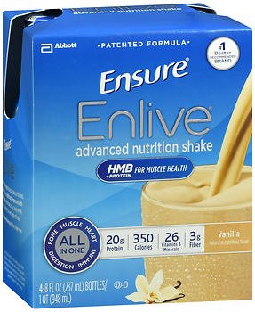 Ensure Enlive Advanced Nutrition Shakes Vanilla, 16-8 oz bottles, Pack of 5