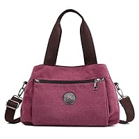 Purses Handbags for Women Ladies 3-layers Canvas Crossbody Shoulder Bag Casual Shopping Working Traveling Tote Handbag